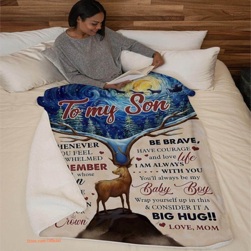 whenever u feel overwhelmed deer mom to son fleece blanket