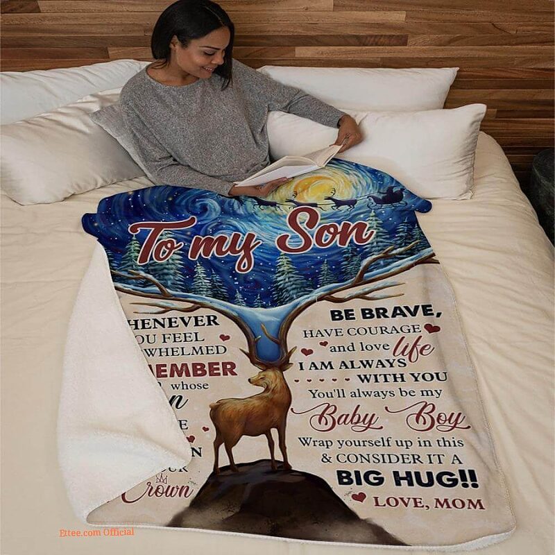 whenever u feel overwhelmed deer mom to son fleece blanket - Super King - Ettee