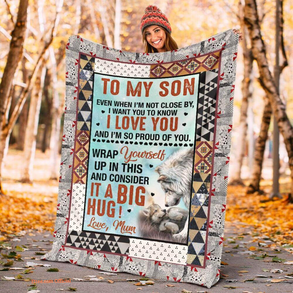 wolf to my son from mom good luck my son purple blanket wolf to my son from mom good luck my son purple blanket - Ettee - good luck