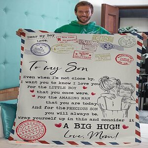gift for son blanket even when im not close by love letter mom to son - Super King - Ettee