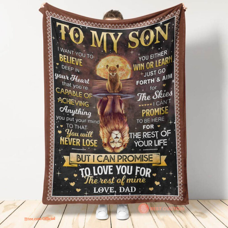gift for son blanket lion moon i want to believe deep in your heart