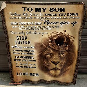 gift for son blanket lion alway remember you are braver than you think - Super King - Ettee