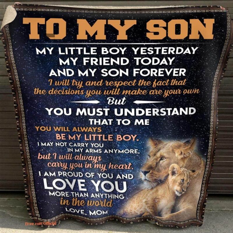 gift for son blanket lion to my son i am proud of you love from mom