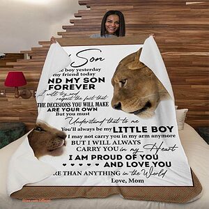 gift for son blanket lion to my son youll always be my little boy - Super King - Ettee