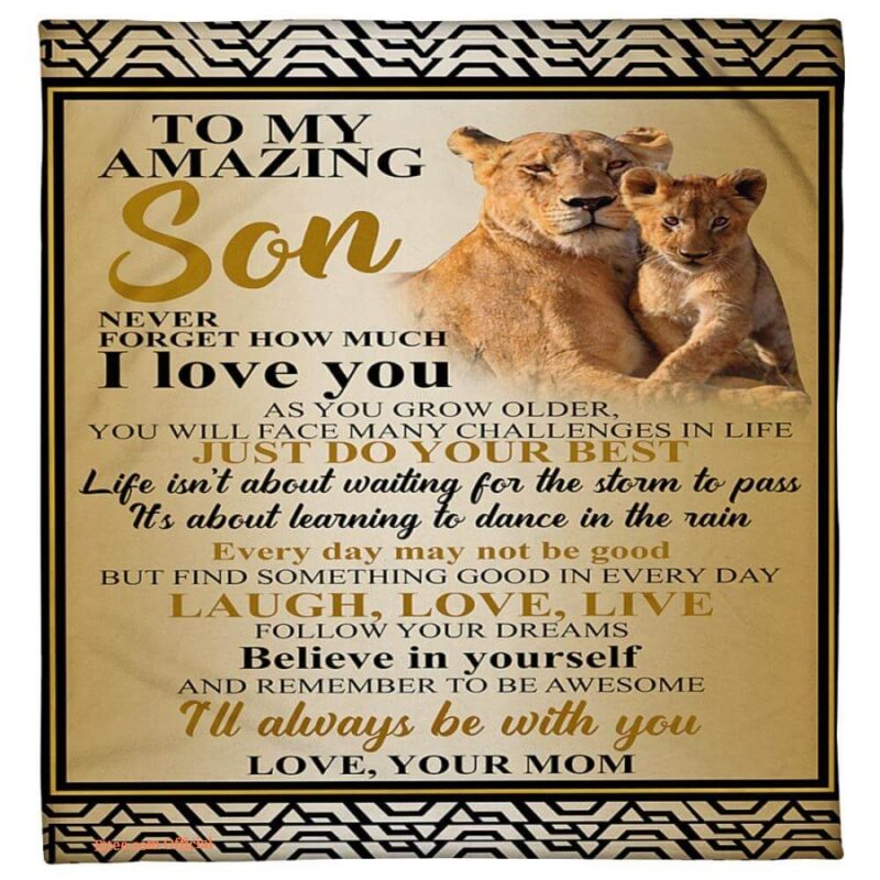 gift for son blanket mom to son never forget i love you lion blanket
