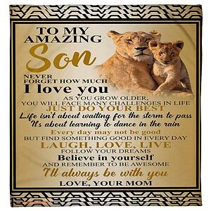 gift for son blanket mom to son never forget i love you lion blanket - Super King - Ettee
