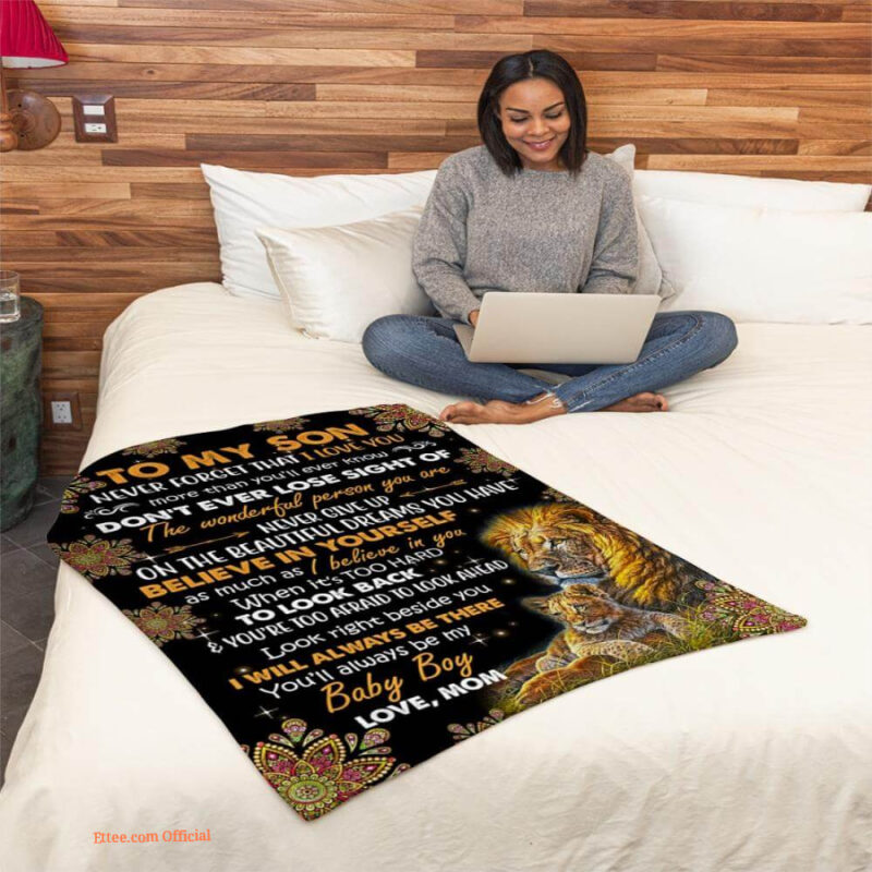 gift for son blanket never forget that i love u lion mom to son