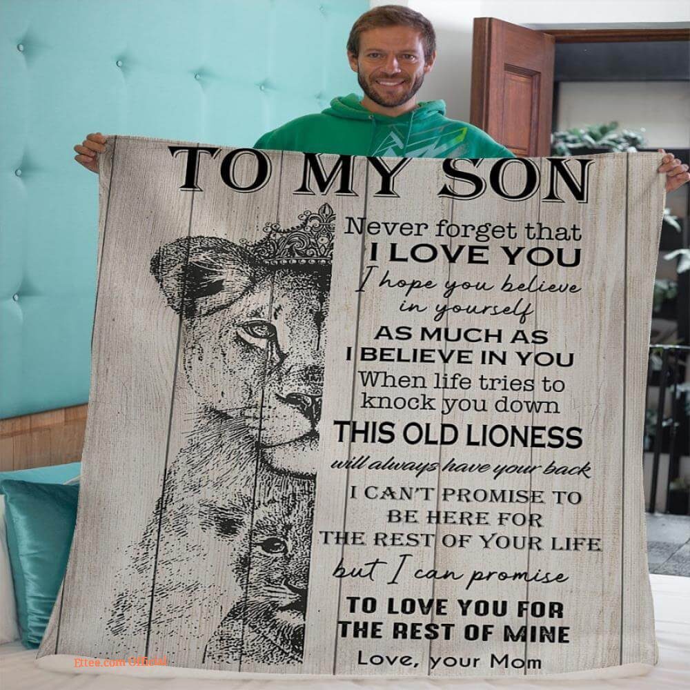 gift for son blanket never forget that i love u lion mom to son - Ettee - blanket
