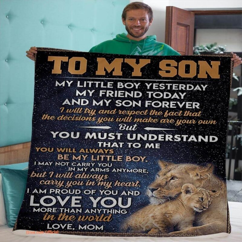gift for son blanket mom to my son lion i am proud of you and love you