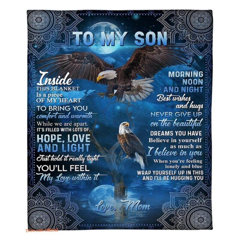 gift for son blanket to my son flying eagle fleece blanket
