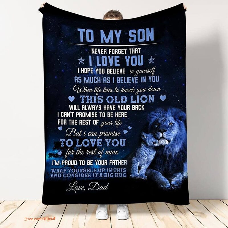 gift for son blanket to my son im proud to beyour father from lion dad - Super King - Ettee
