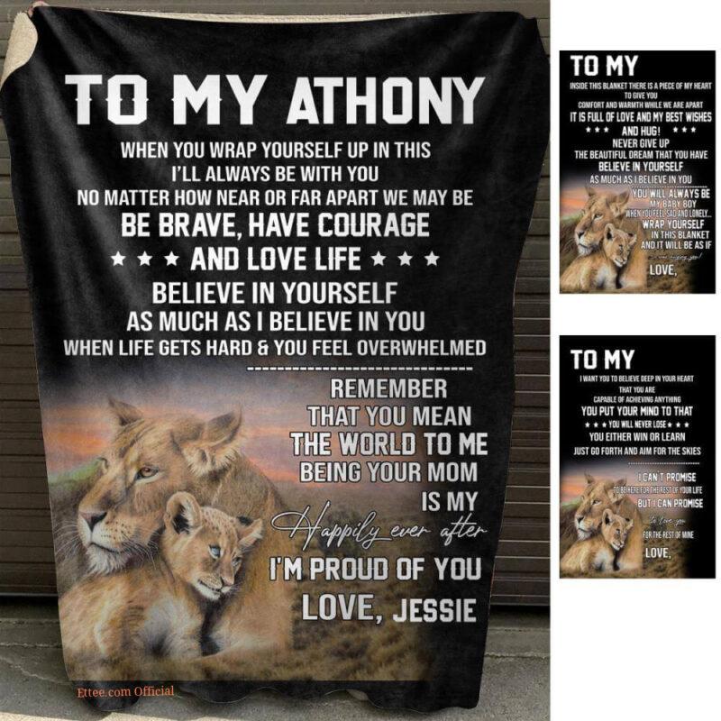 be brave lion mom personalized blanket gift for son