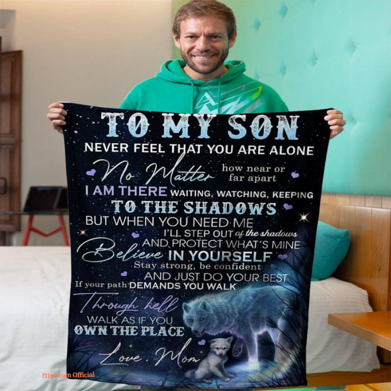 gift for son blanket to my son never feel that u are alone night wolf