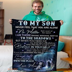 gift for son blanket to my son never feel that u are alone night wolf - Super King - Ettee
