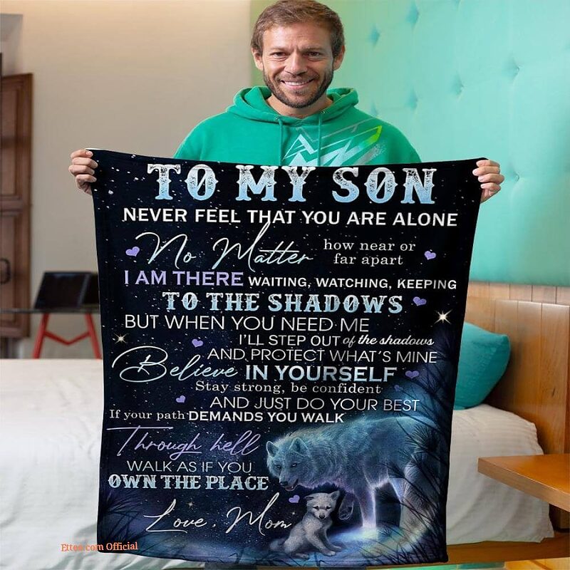 gift for son blanket to my son never feel that u are alone night wolf - Super King - Ettee
