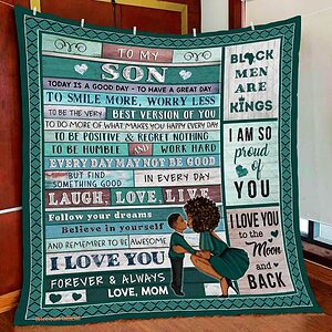 gift for son blanket to my son black boy i am so proud of you love - Super King - Ettee
