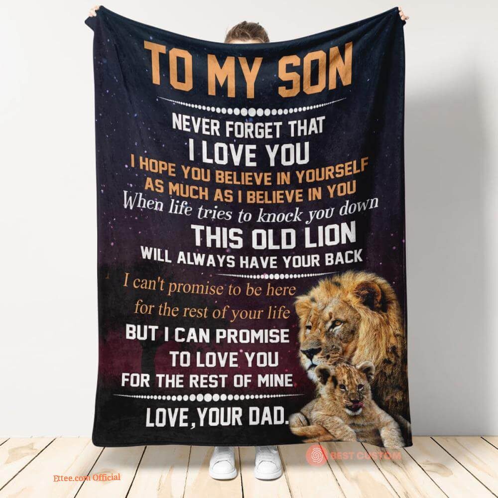 gift blanket to my son this old lion will always have your back gift blanket to my son this old lion will always have your back - Ettee - back