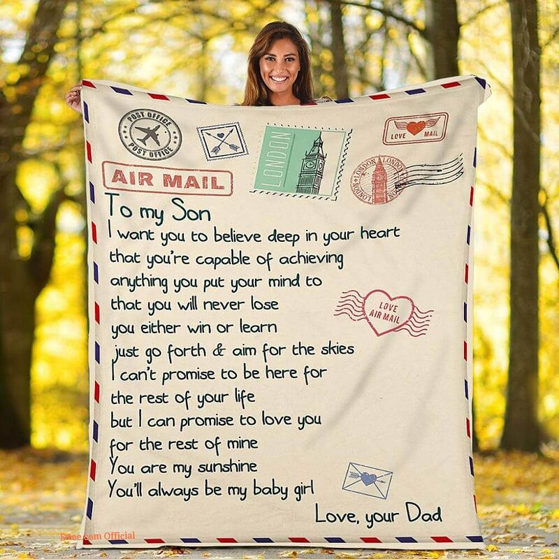 air mail from dad to son fleece blanket - Super King - Ettee