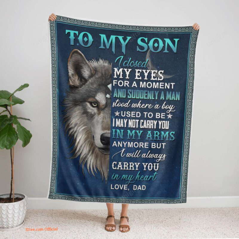 to my son from dad wolf i closed my eyes fleece blanket