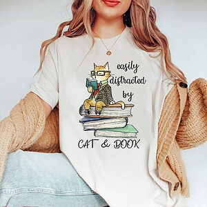 Easily Distracted By Cats And Books - Ettee - book lover