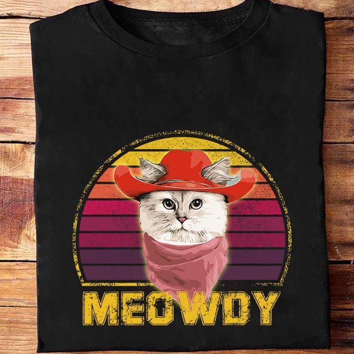 Funny Country Music Cat Cowboy Hat Vintage - Meowdy