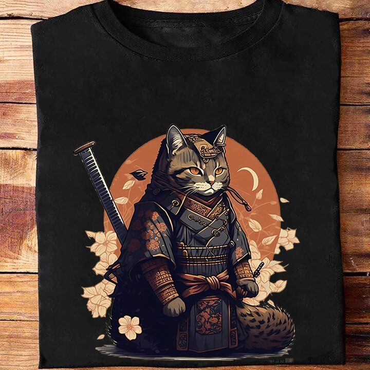 Funny Samurai Cat Vintage T-Shirt - Unique Gift for Cat Lovers