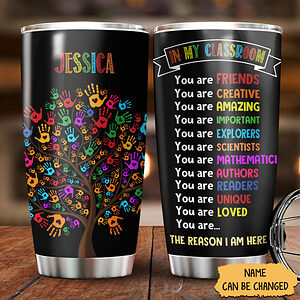 Personalized 20oz Tumblers for Teacher, Back To School Gifts for Women, In My Classroom We Are Slogan - ettee.com - Ettee - 2022 door cover