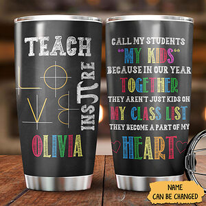 Personalized 20oz Tumblers for Math Teacher, Back To School Gifts for Women, Teach Love Inspire Slogan - ettee.com - Ettee - Inspire Slogan