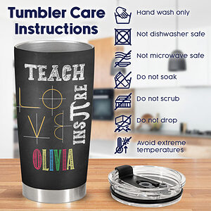 Personalized 20oz Tumblers for Math Teacher, Back To School Gifts for Women, Teach Love Inspire Slogan - ettee.com - Ettee - Inspire Slogan