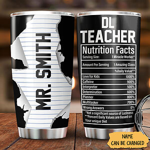 Custom DL Teacher 20oz Tumbler - Back to School Gift - Personalized Teacher Appreciation - Ettee Clothing - Ettee - 20oz Tumblers