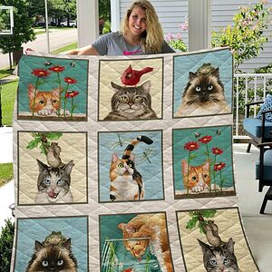 Cute Cats Moment Quilt Blanket Great Customized Blanket Gifts For Birthday Christmas Thanksgiving - Super King - Ettee