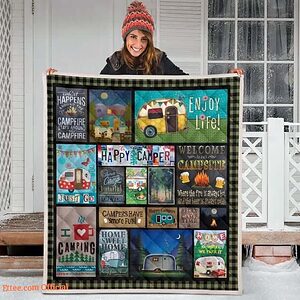 Camping Happy Campers Quilt Blanket Great Customized Blanket Gifts For Birthday Christmas Thanksgiving Anniversary - Twin - Ettee