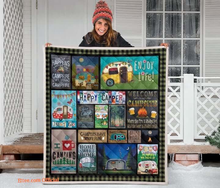 Camping Happy Campers Quilt Blanket Great Customized Blanket Gifts For Birthday Christmas Thanksgiving Anniversary - Twin - Ettee