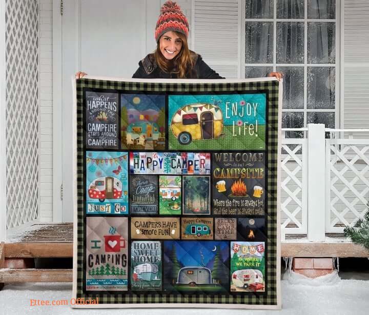Camping Happy Campers Quilt Blanket Great Customized Blanket Gifts For Birthday Christmas Thanksgiving Anniversary - Super King - Ettee