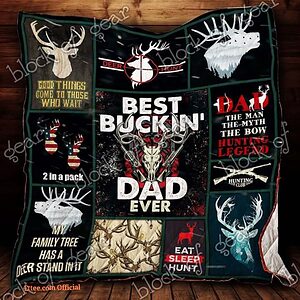 Best Buckin Dad Ever Deer Hunting Quilt Blanket Great Customized Gifts For Birthday Christmas Thanksgiving Perfect Gifts For Hunting Lover - Super King - Ettee