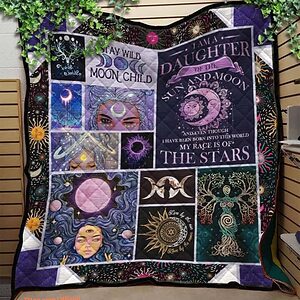 Daughter Of The Sun And Moon Hippie Style Quilt Blanket Great Customized Blanket Gifts For Birthday Christmas Thanksgiving - Super King - Ettee