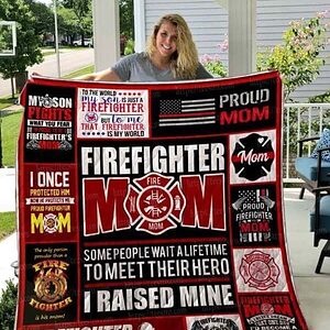 Firefighter Mom I Raised Mine Quilt Blanket Great Customized Gifts For Birthday Christmas Thanksgiving - Super King - Ettee
