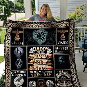 Viking Dad For Those I Love I Will Do Great And Terrible Things Quilt Blanket Great Customized Blanket Gifts For Birthday Christmas Thanksgiving - Super King - Ettee